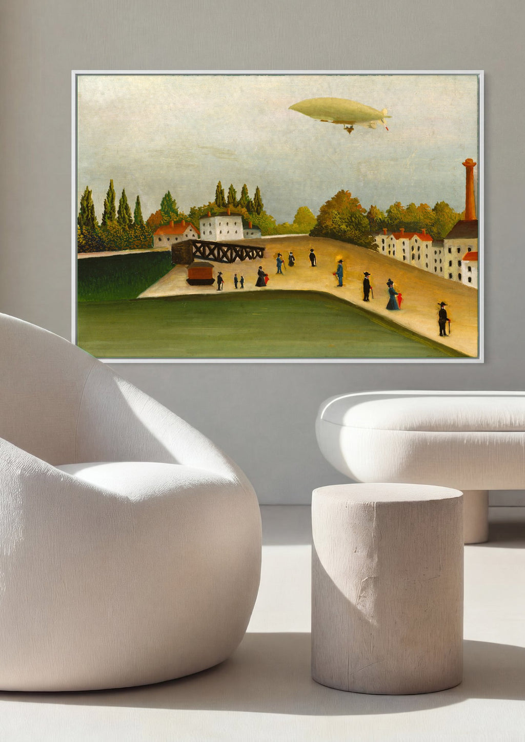 Quadro Decorativo A Passagem do Dirigível - Henri Rousseau | quadro emoldurado na parede