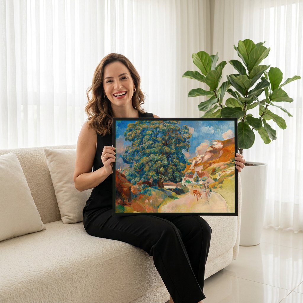Quadro Decorativo A Grande Arvore - Pierre Auguste Renoir | modelo apresentando o quadro emoldurado