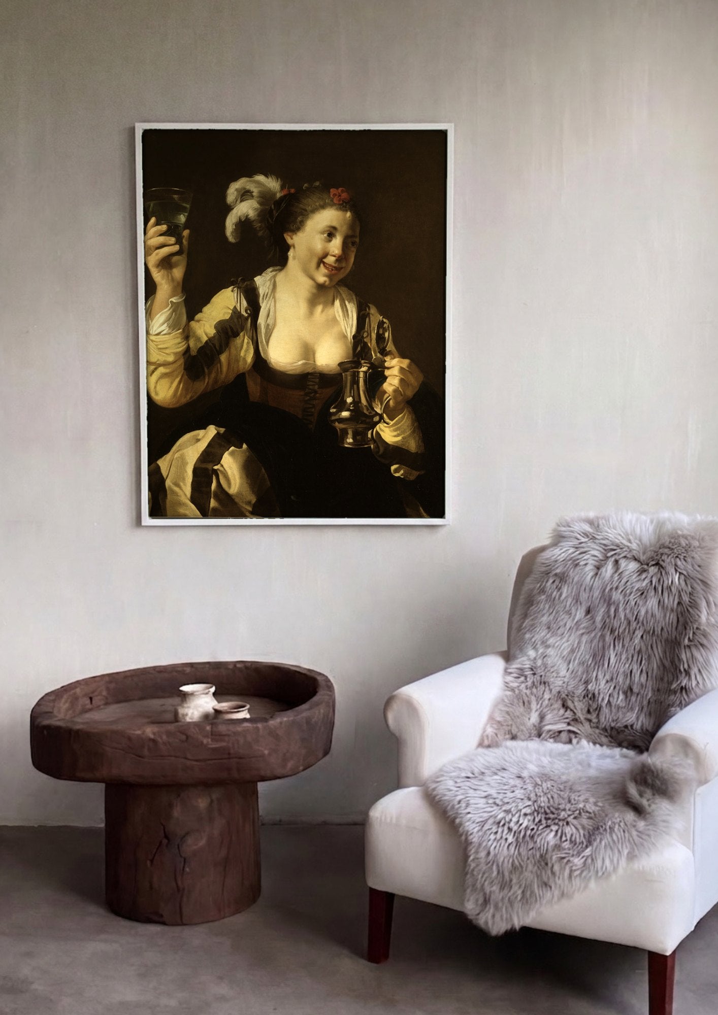 Quadro Decorativo A Jovem com o Copo de Vinho - Hendrick ter Brugghen | quadro emoldurado na parede