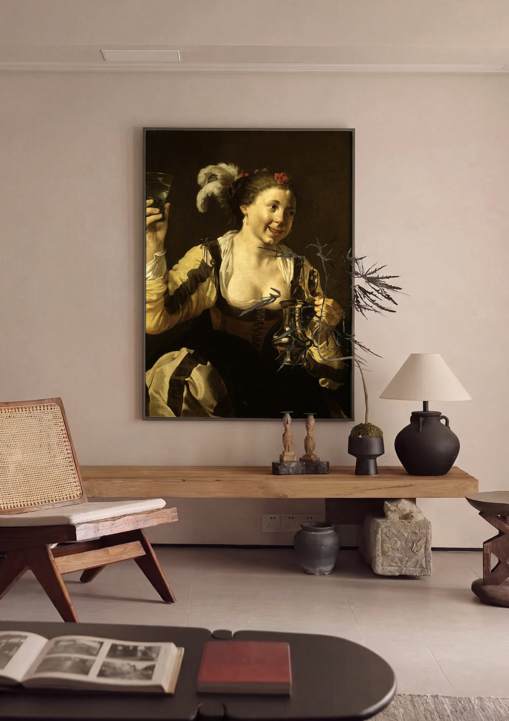 Quadro Decorativo A Jovem com o Copo de Vinho - Hendrick ter Brugghen | quadro emoldurado na parede