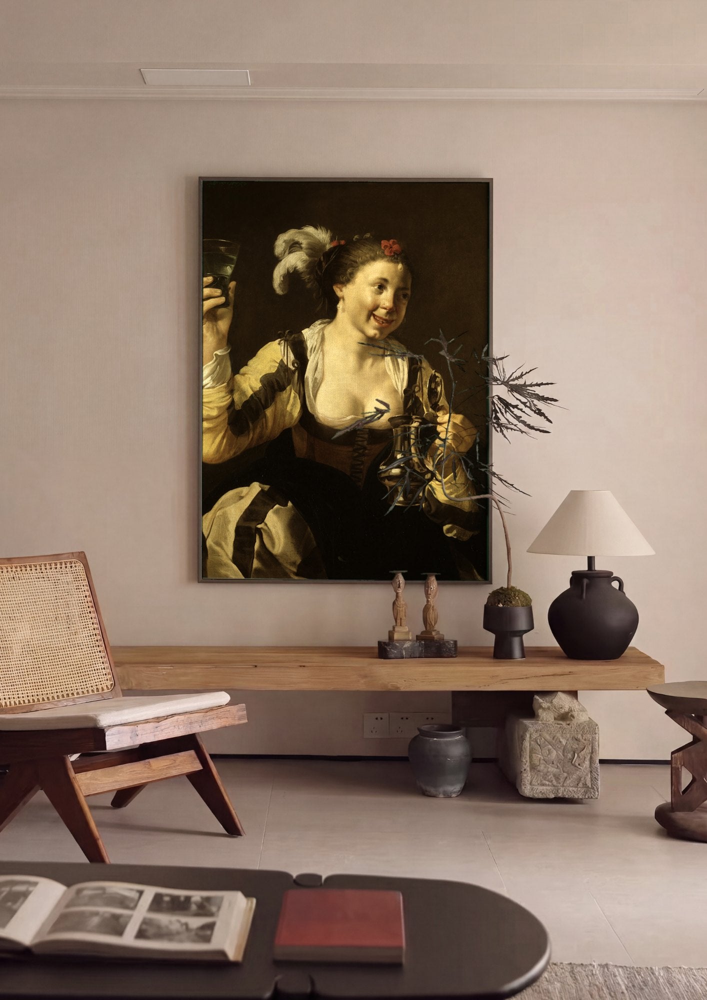 Quadro Decorativo A Jovem com o Copo de Vinho - Hendrick ter Brugghen | quadro emoldurado na parede