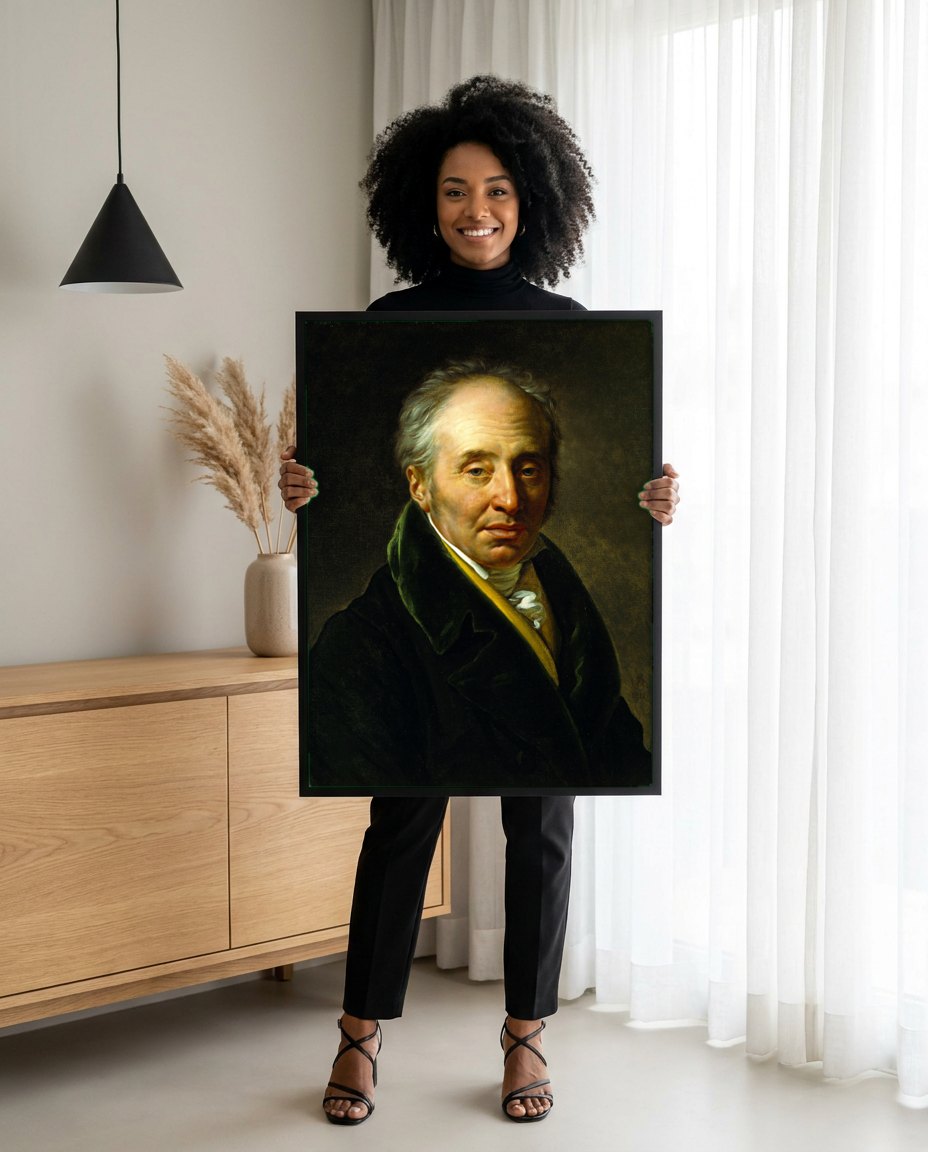 Quadro Decorativo Retrato de François-René de Chateaubriand - Girodet | modelo apresentando o quadro emoldurado