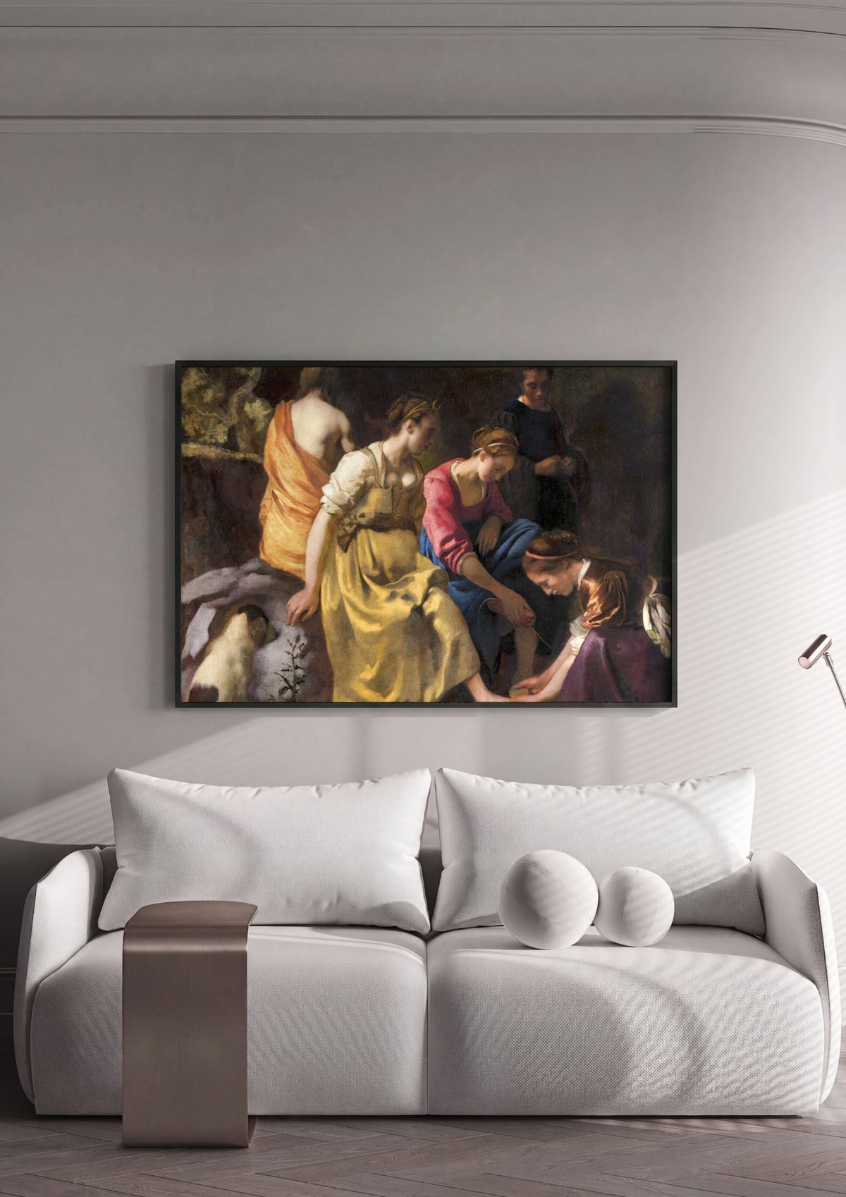 Quadro Decorativo Diana e Suas Ninfas - Vermeer | quadro emoldurado na parede