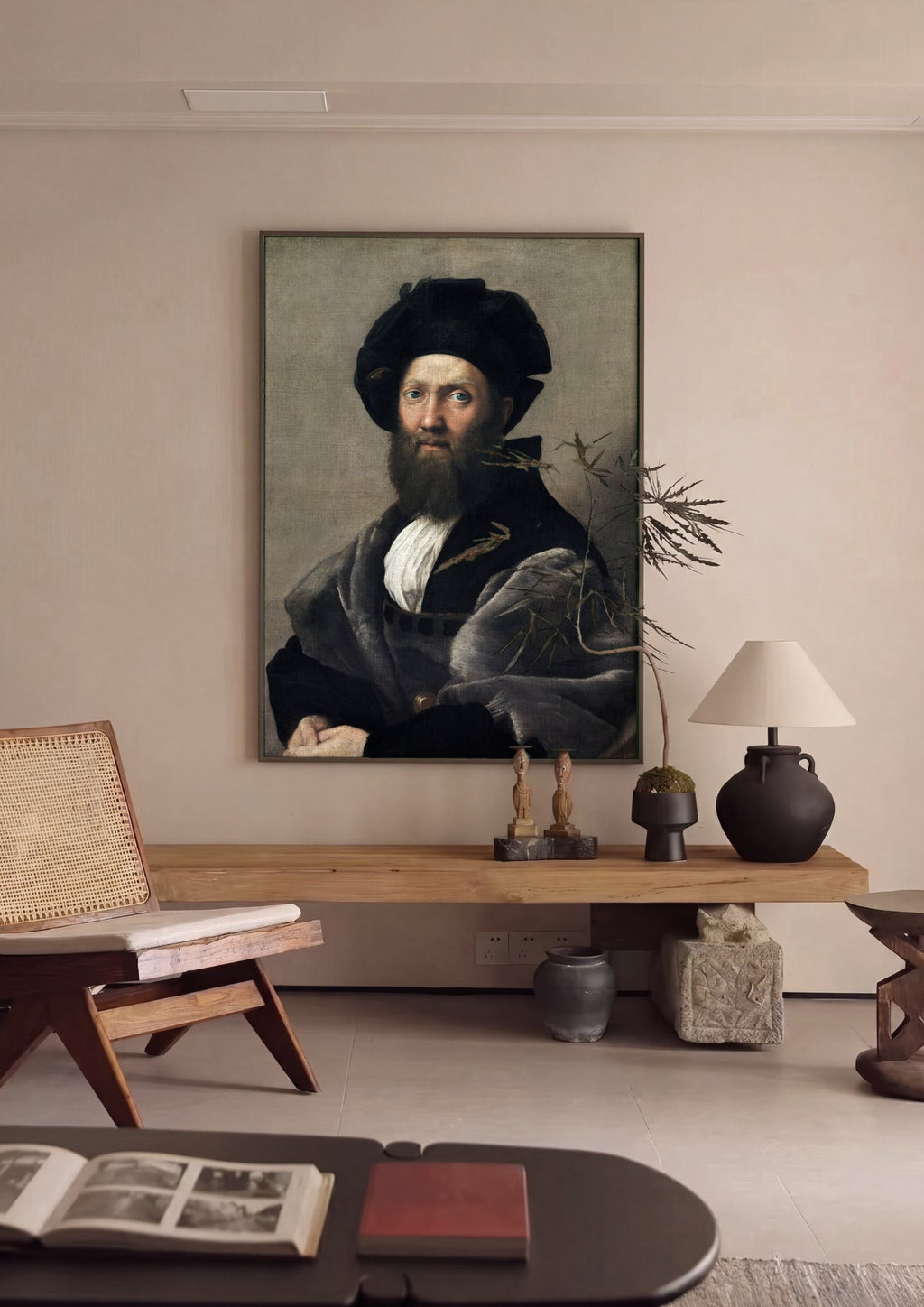 Quadro Decorativo Retrato de Baldassare Castiglione - Rafael | quadro emoldurado na parede