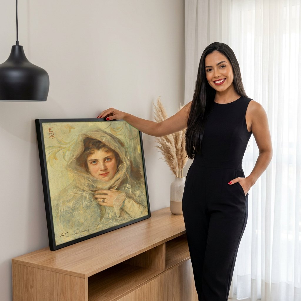 Quadro Decorativo Elma - Philip Alexius de László | modelo apresentando o quadro emoldurado