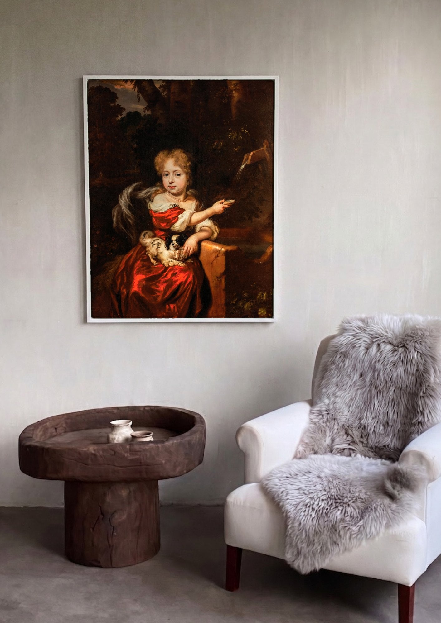 Quadro Decorativo A Menina do Vestido Vermelho - Nicolaes Maes | quadro emoldurado na parede