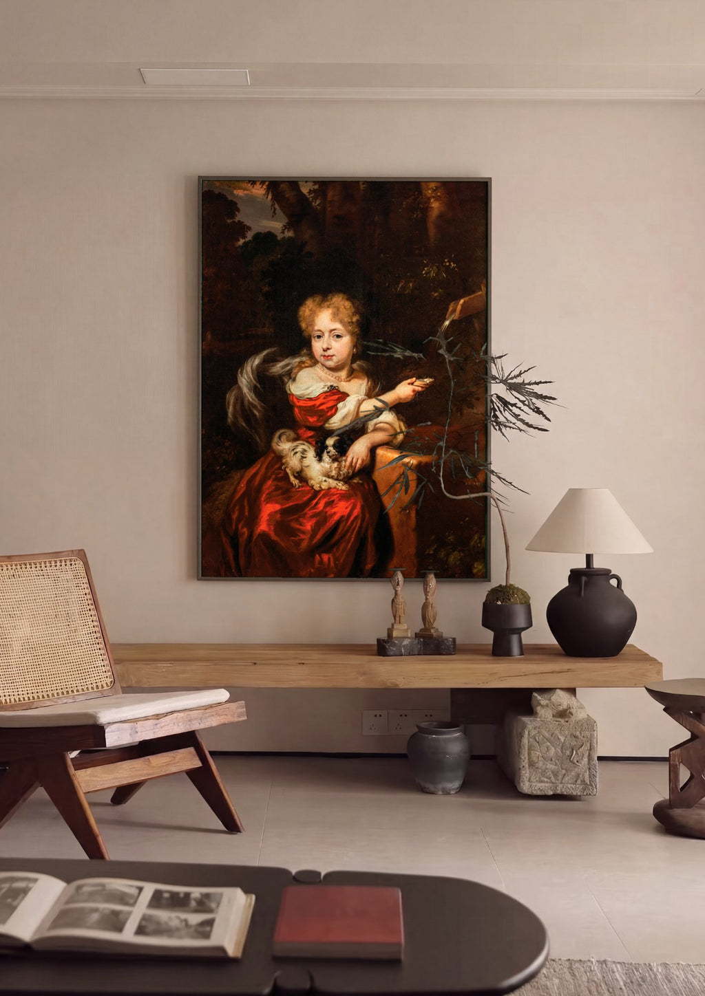 Quadro Decorativo A Menina do Vestido Vermelho - Nicolaes Maes | quadro emoldurado na parede