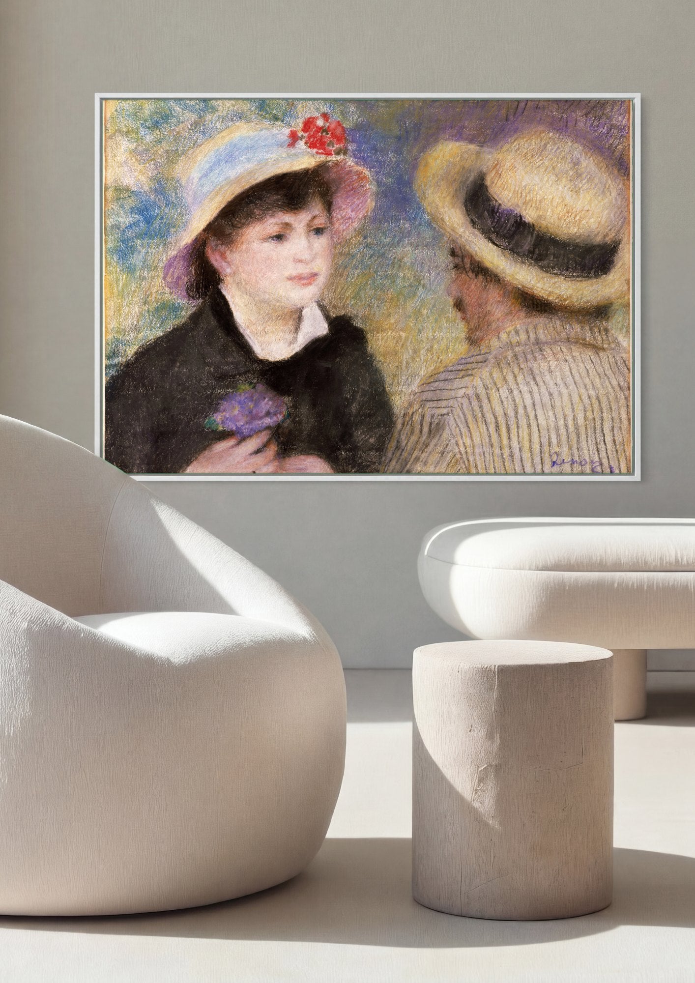 Quadro Decorativo Duas Figuras com Chapéu - Renoir | quadro emoldurado na parede