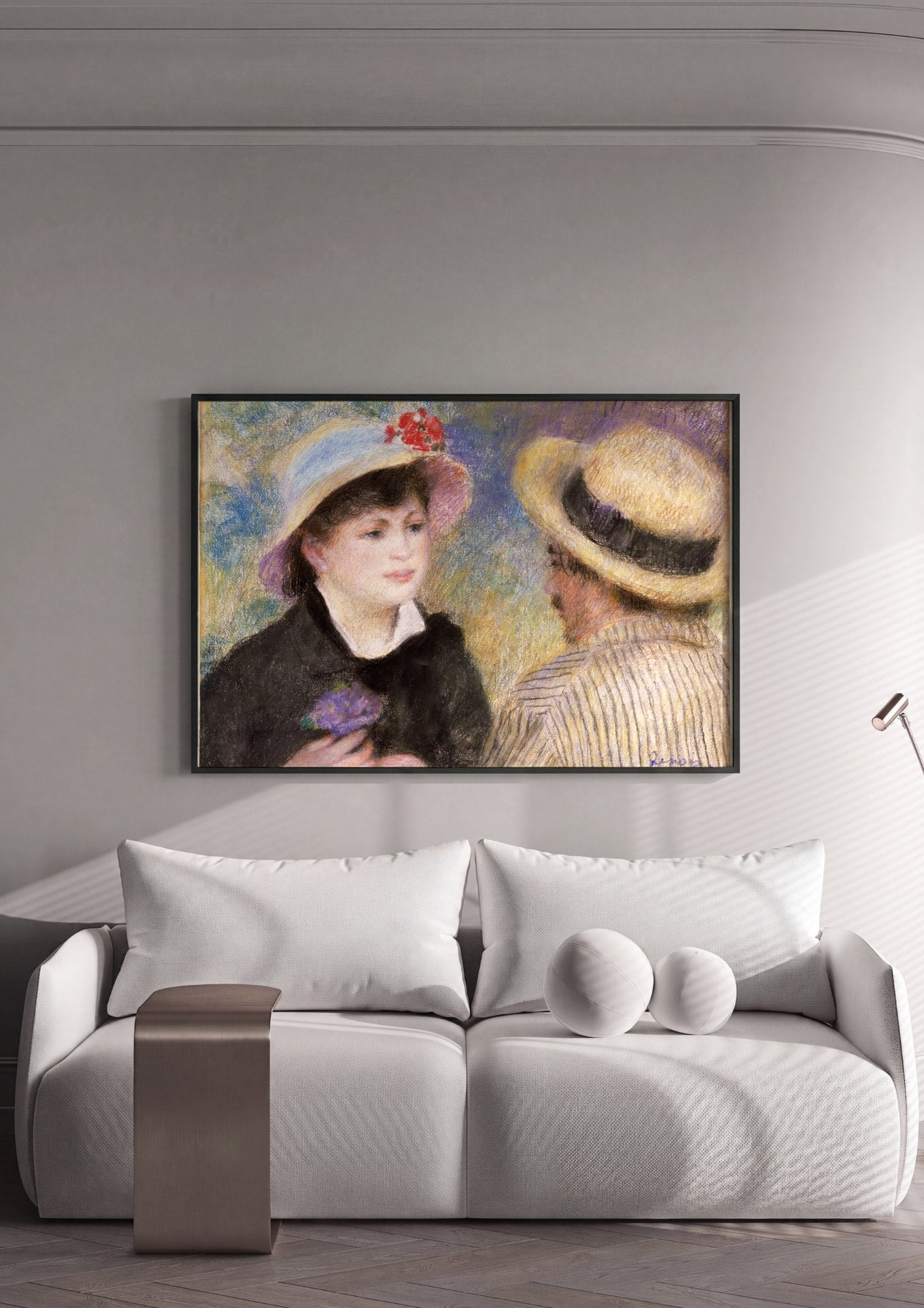 Quadro Decorativo Duas Figuras com Chapéu - Renoir | quadro emoldurado na parede