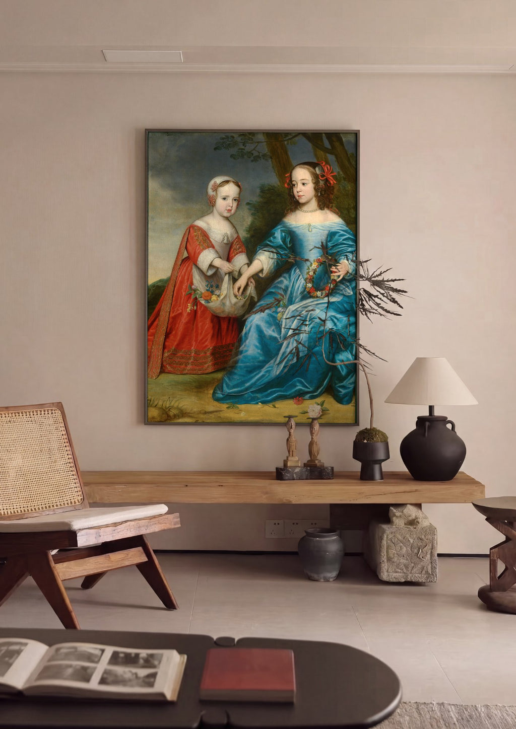 Quadro Decorativo Duas Meninas com Flores - G. van Honthorst | quadro emoldurado na parede