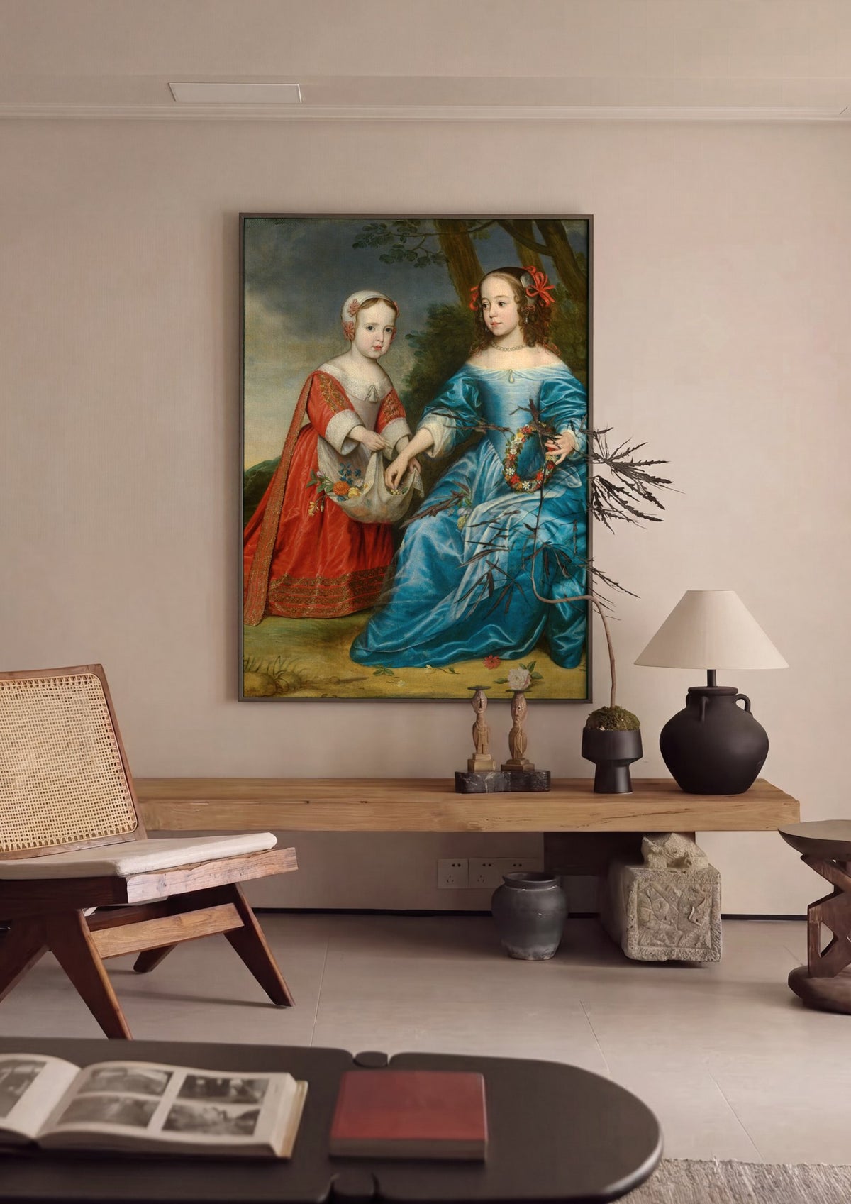 Quadro Decorativo Duas Meninas com Flores - G. van Honthorst | quadro emoldurado na parede