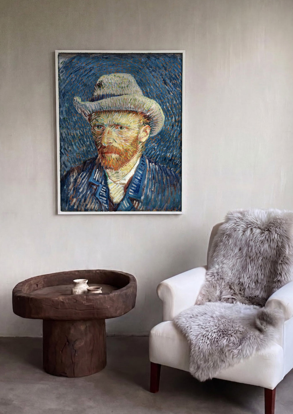 Quadro Decorativo Autorretrato com Chapéu de Palha - Van Gogh | quadro emoldurado na parede