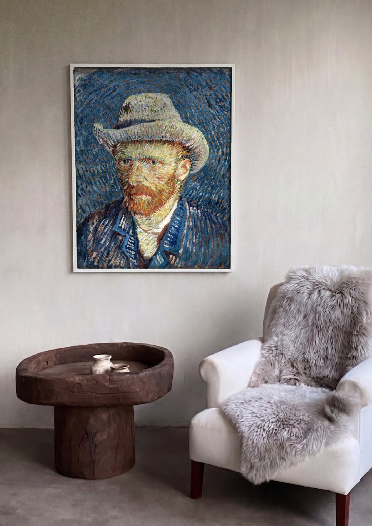 Quadro Decorativo Autorretrato com Chapéu de Palha - Van Gogh | quadro emoldurado na parede