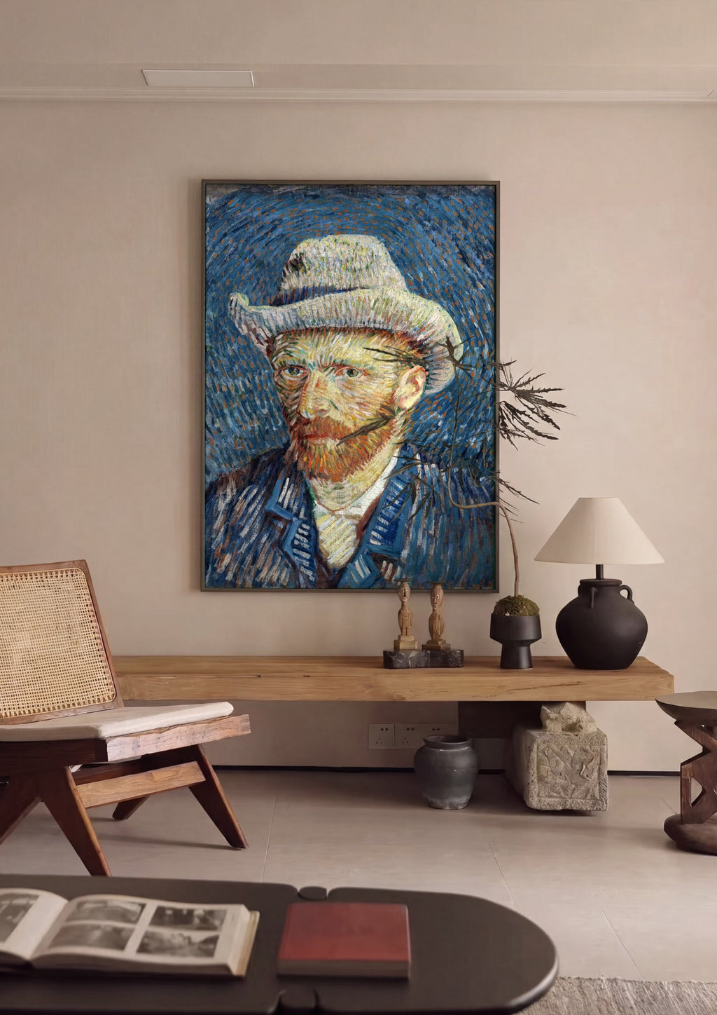 Quadro Decorativo Autorretrato com Chapéu de Palha - Van Gogh | quadro emoldurado na parede