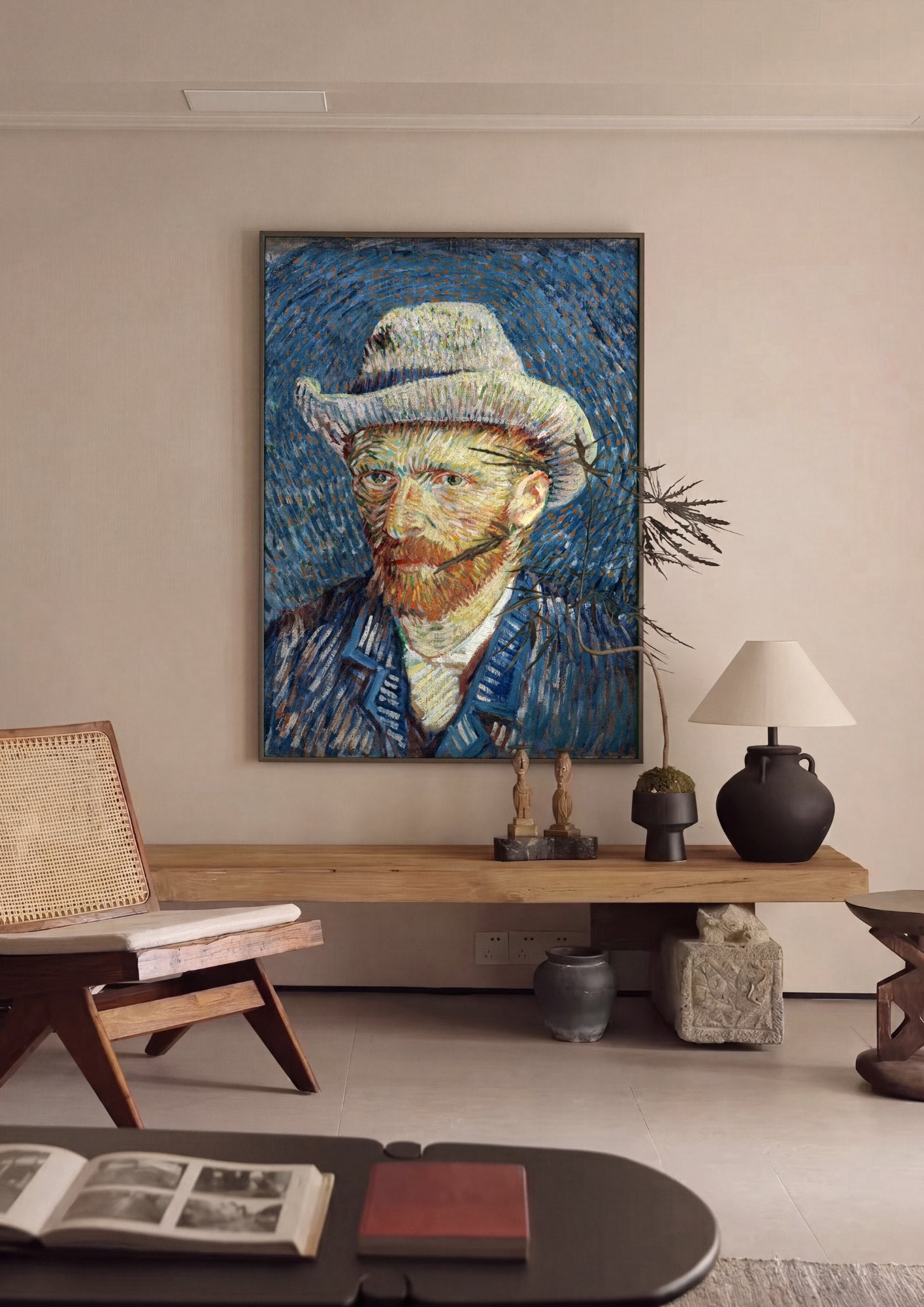 Quadro Decorativo Autorretrato com Chapéu de Palha - Van Gogh | quadro emoldurado na parede
