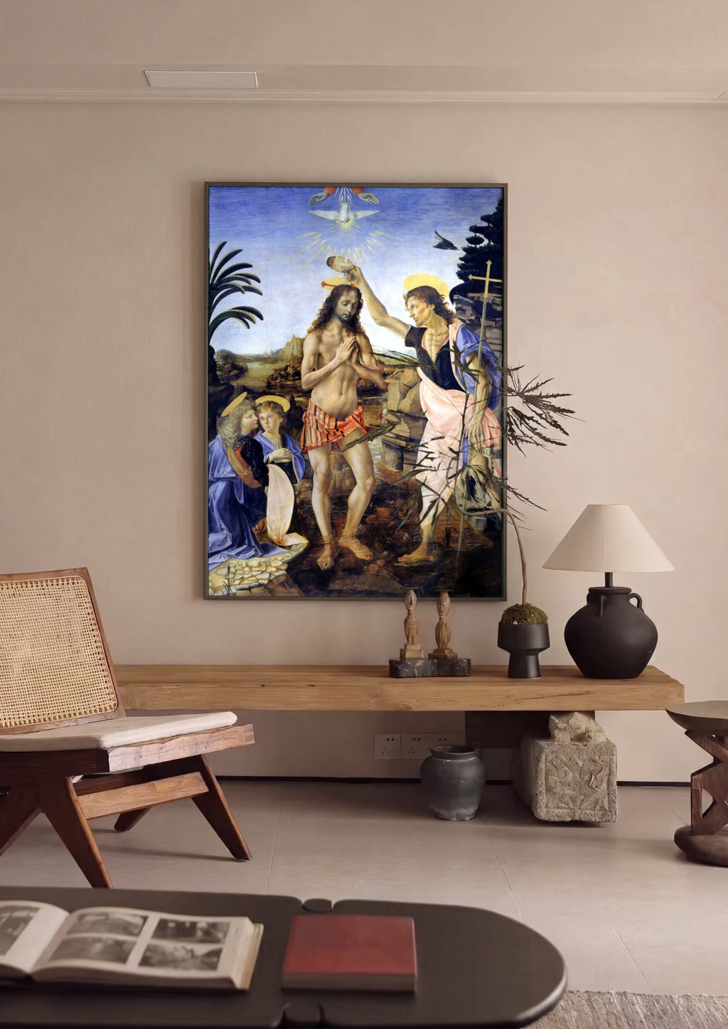 Quadro Decorativo O Batismo de Cristo - Leonardo Da Vinci | quadro emoldurado na parede