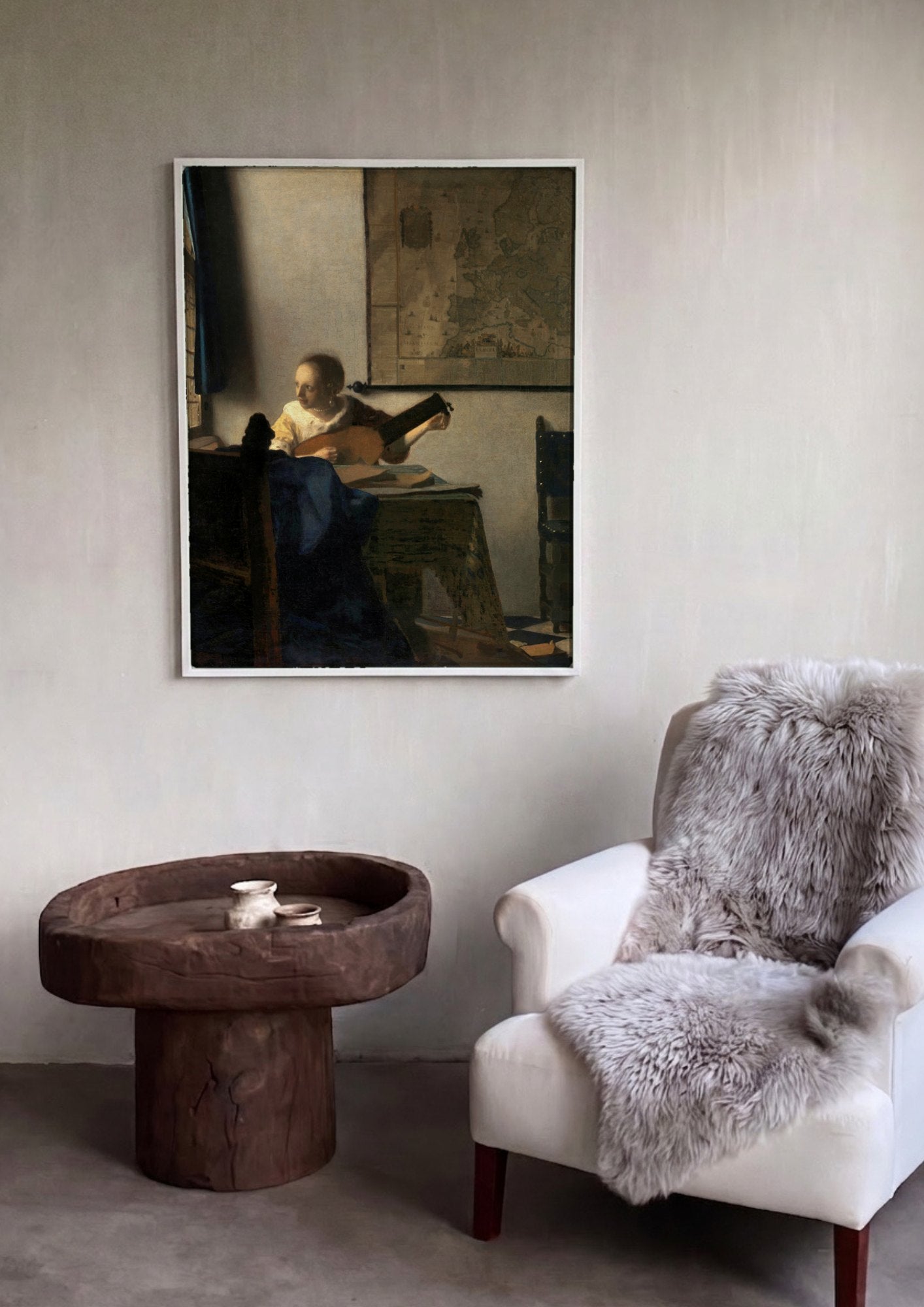 Quadro Decorativo A Mulher com o Alaúde - Vermeer | quadro emoldurado na parede
