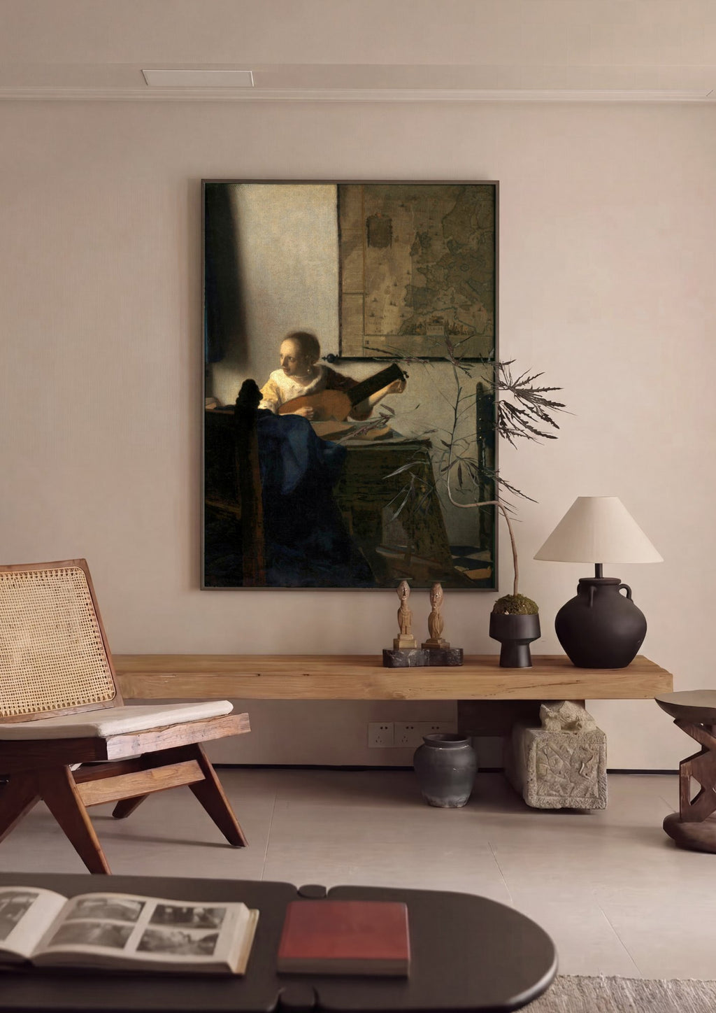Quadro Decorativo A Mulher com o Alaúde - Vermeer | quadro emoldurado na parede