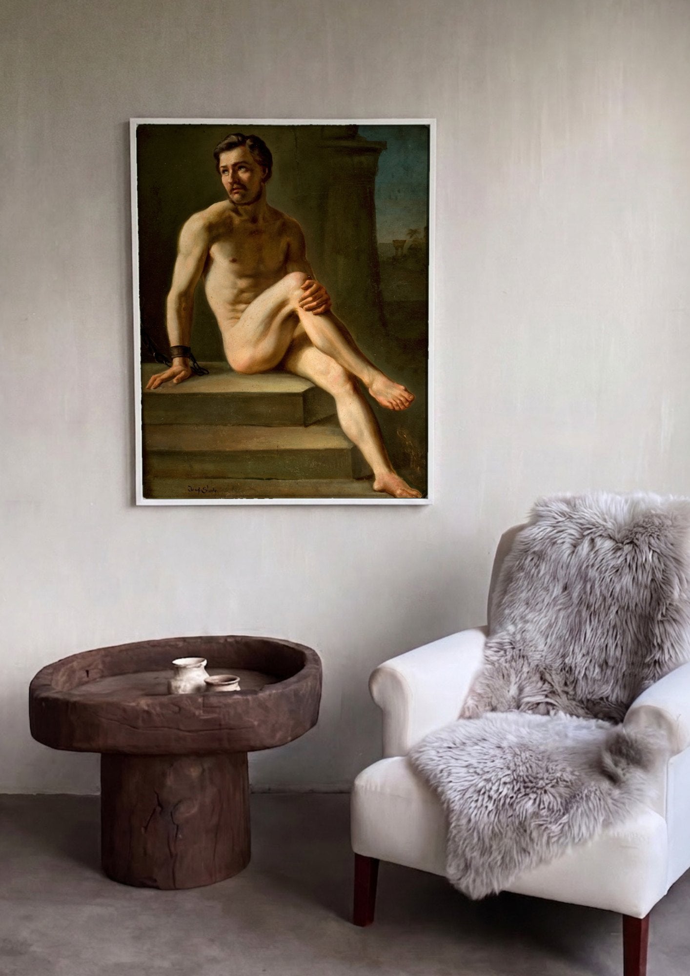 Quadro Decorativo Homem Acorrentado - Józef Simmler | quadro emoldurado na parede