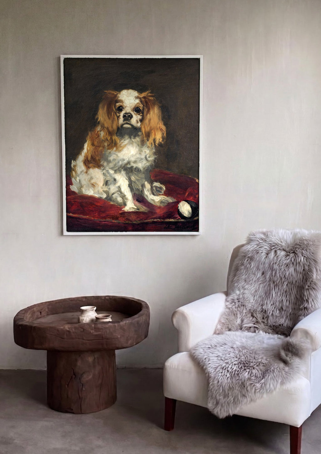 Quadro Decorativo 'King Charles Spaniel' - Édouard Manet | quadro emoldurado na parede