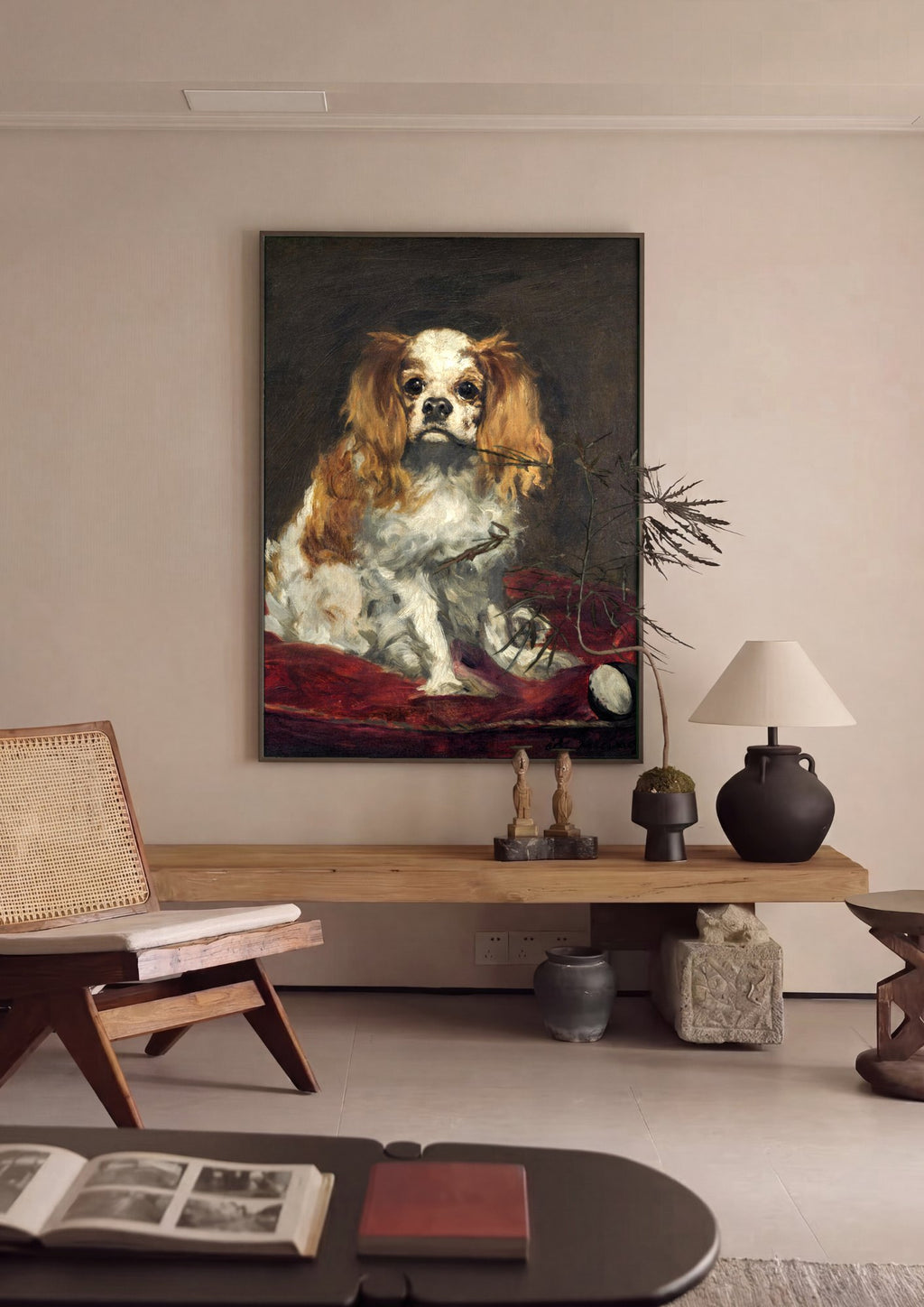 Quadro Decorativo 'King Charles Spaniel' - Édouard Manet | quadro emoldurado na parede