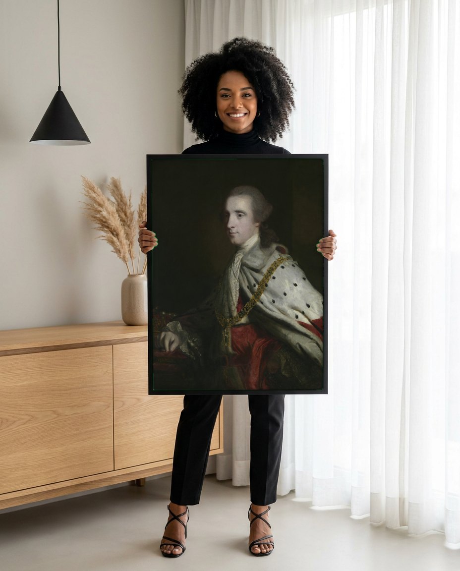 Quadro Decorativo Retrato de Jovem Nobre - Sir Joshua Reynolds | modelo apresentando o quadro emoldurado