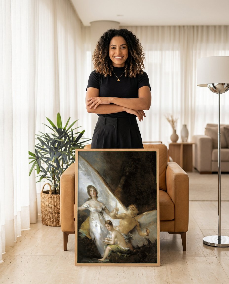 Quadro Decorativo A Verdade, o Tempo e a História - Goya com modelo em ambiente
