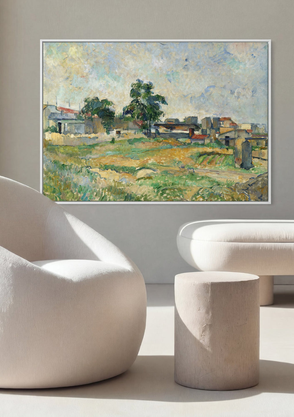 Quadro Decorativo Paisagem com Casas e Árvores - Cézanne em ambiente decorado