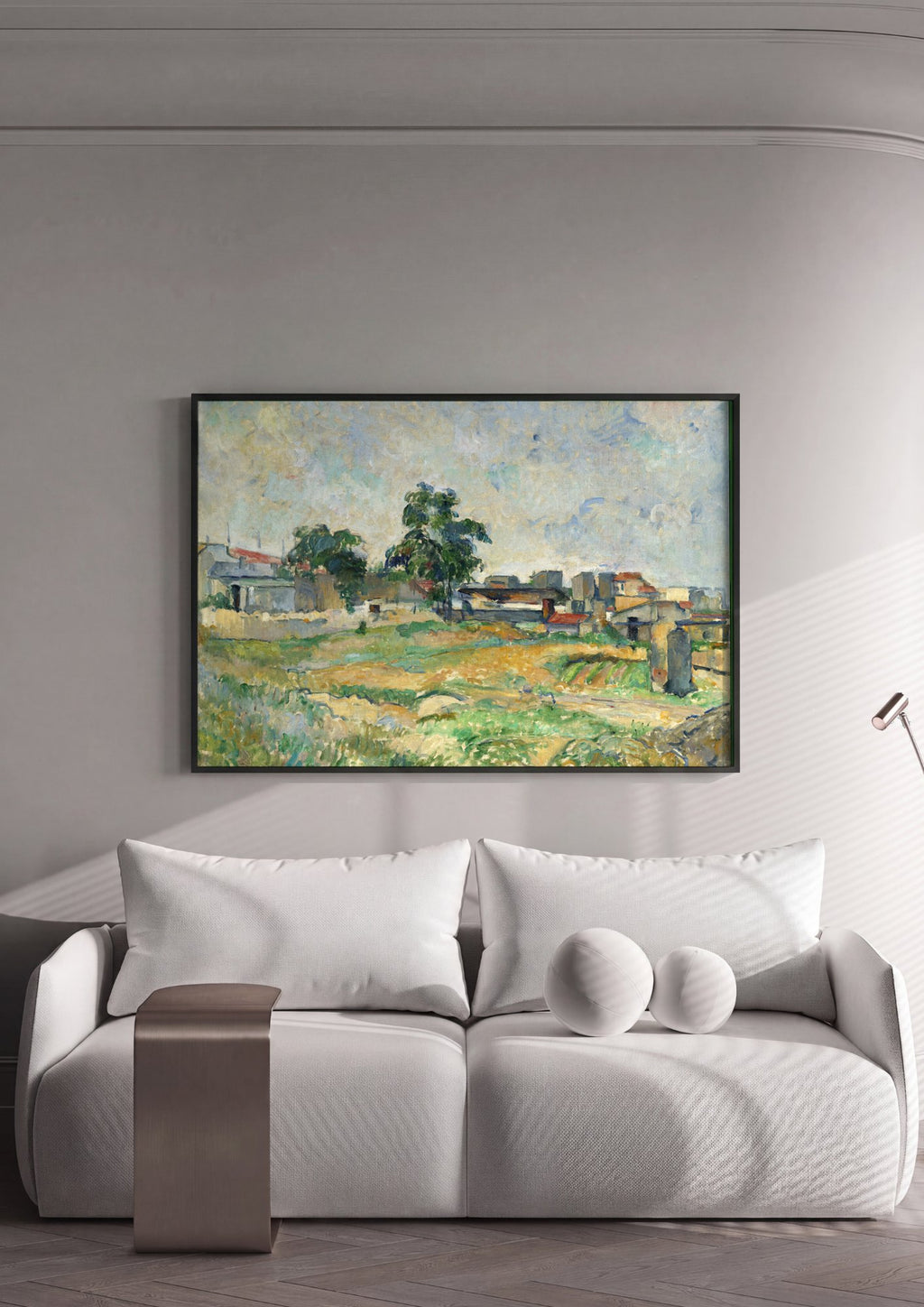 Quadro Decorativo Paisagem com Casas e Árvores - Cézanne em ambiente decorado