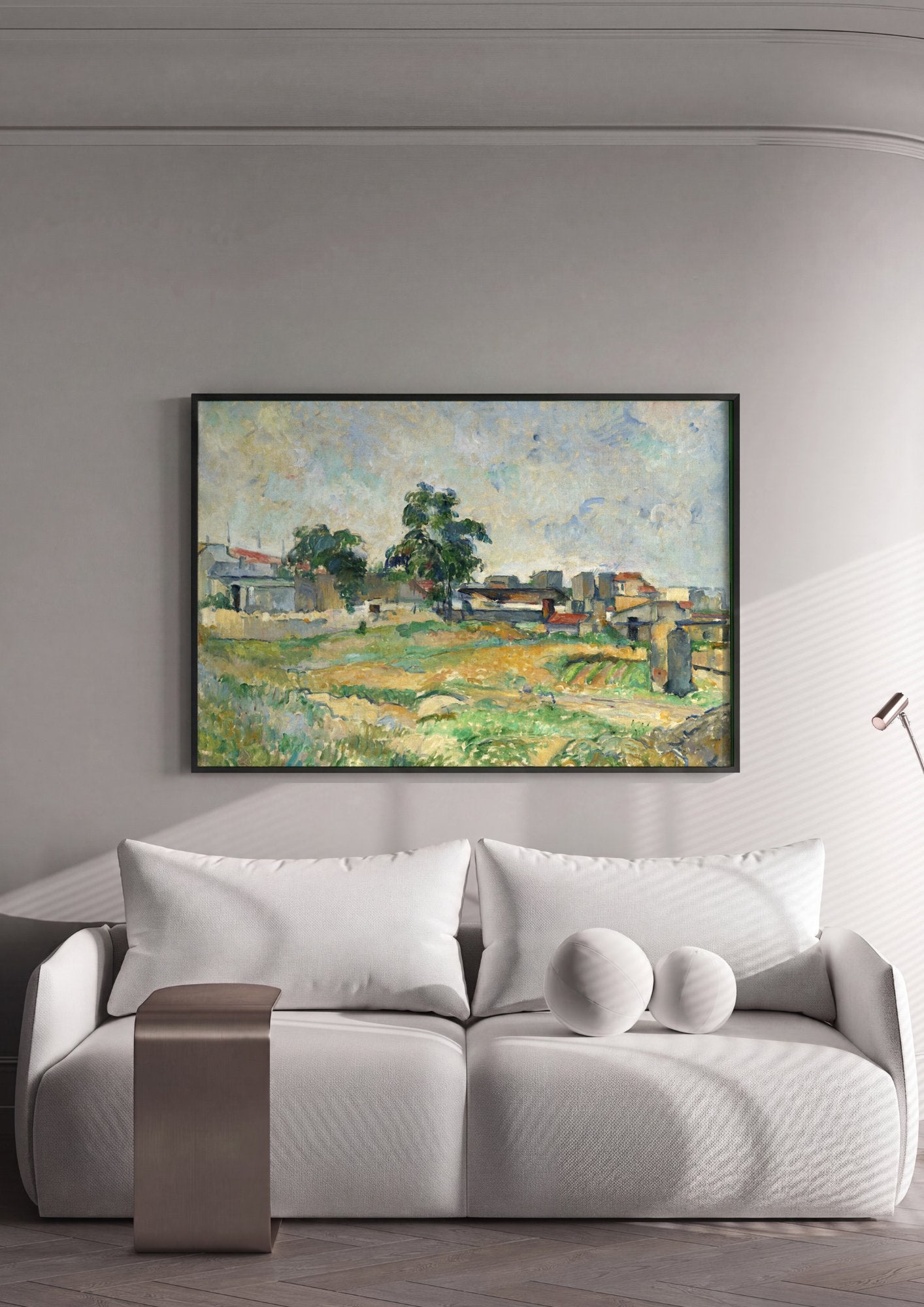 Quadro Decorativo Paisagem com Casas e Árvores - Cézanne em ambiente decorado