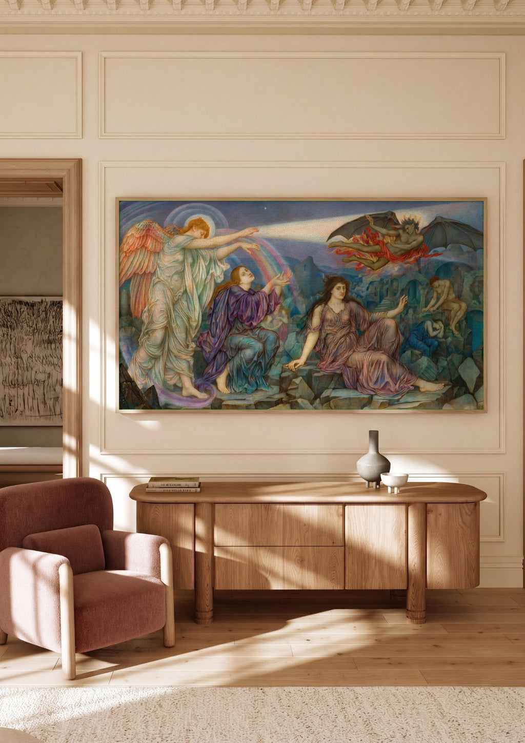 Quadro Decorativo A Luz Que Vence as Trevas - Evelyn De Morgan | quadro emoldurado na parede