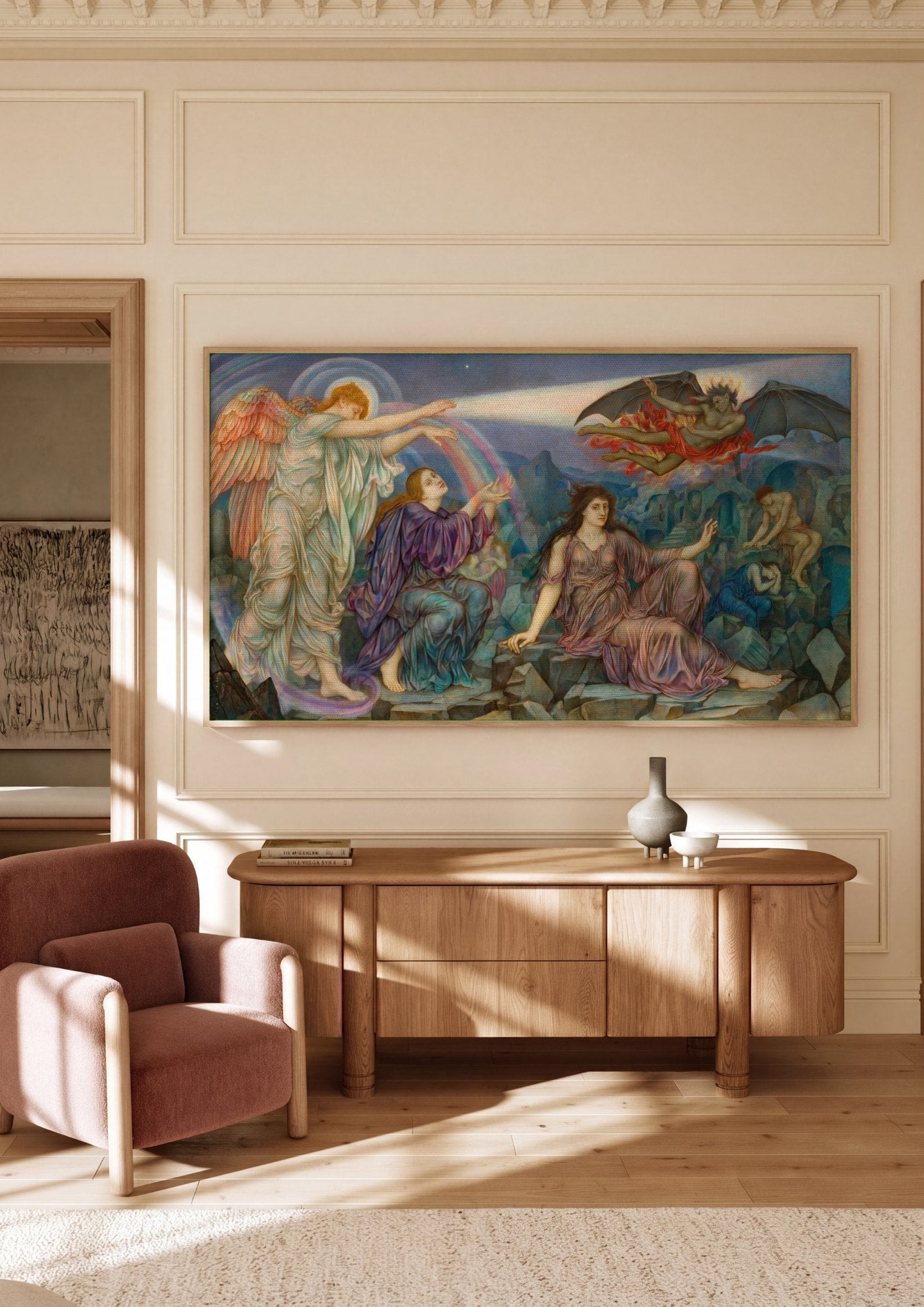 Quadro Decorativo A Luz Que Vence as Trevas - Evelyn De Morgan | quadro emoldurado na parede