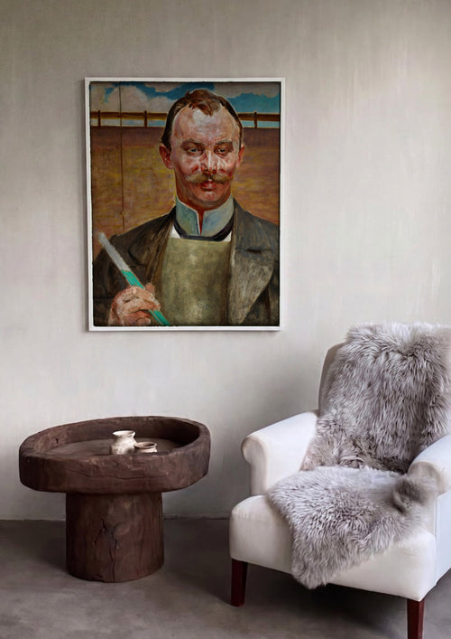 Quadro Decorativo 'Autorretrato com pincel' - Jacek Malczewski | quadro emoldurado na parede