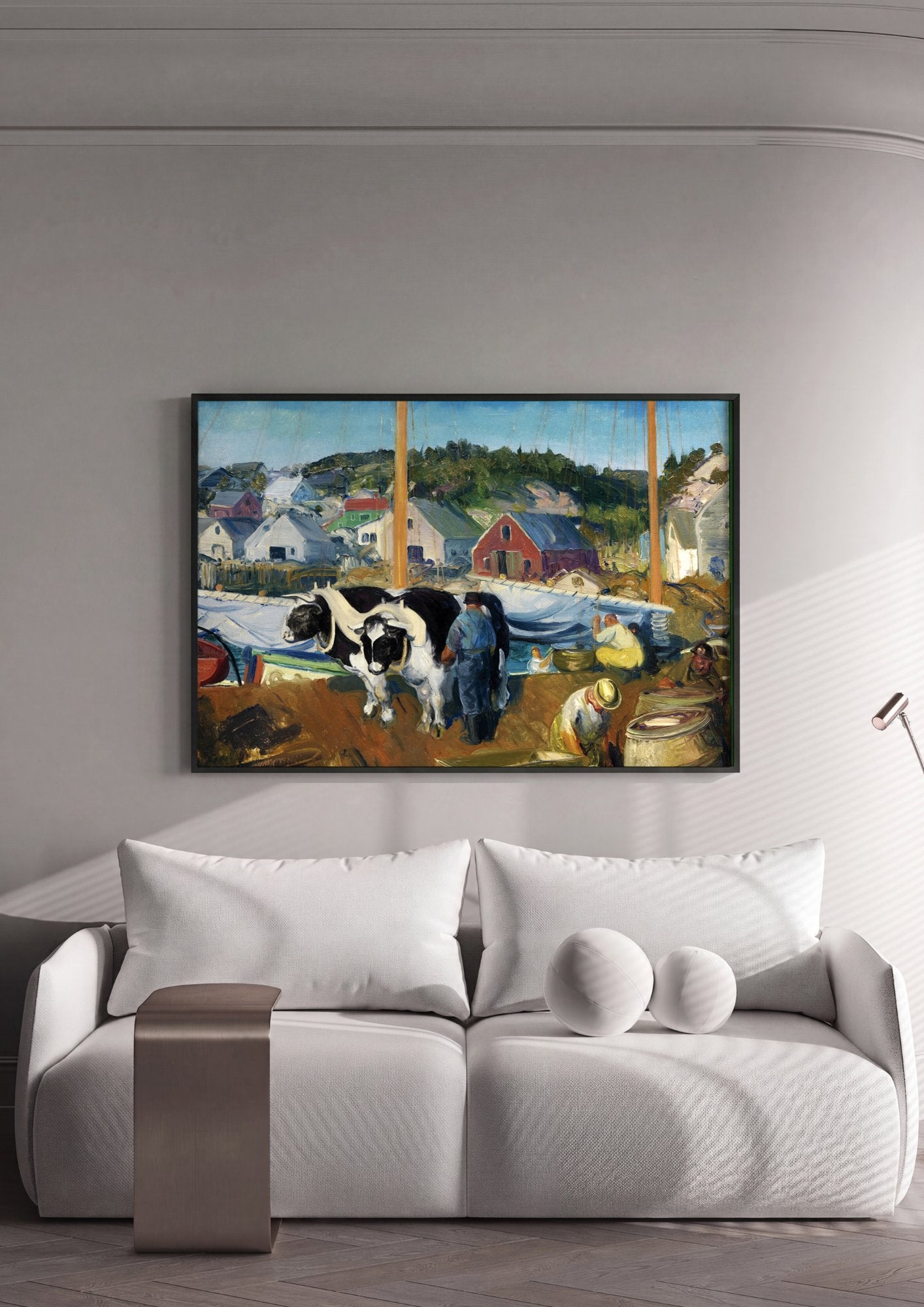 Quadro Decorativo 'The Bull Gang' - George Bellows em ambiente decorado
