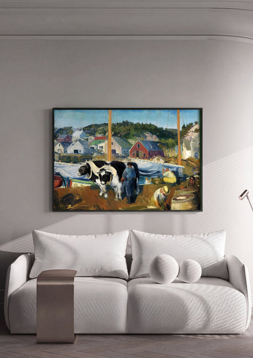 Quadro Decorativo 'The Bull Gang' - George Bellows em ambiente decorado