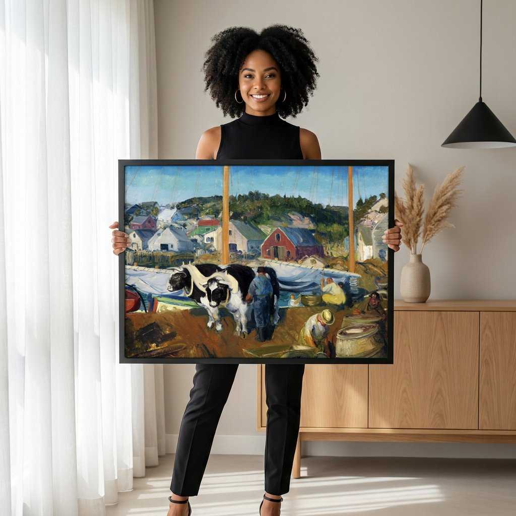 Quadro Decorativo 'The Bull Gang' - George Bellows com modelo em ambiente