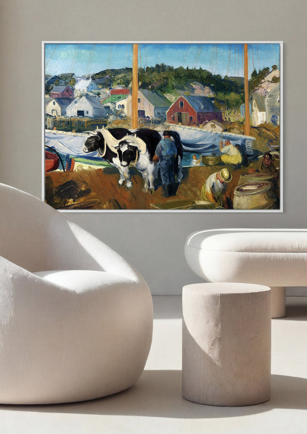 Quadro Decorativo 'The Bull Gang' - George Bellows em ambiente decorado