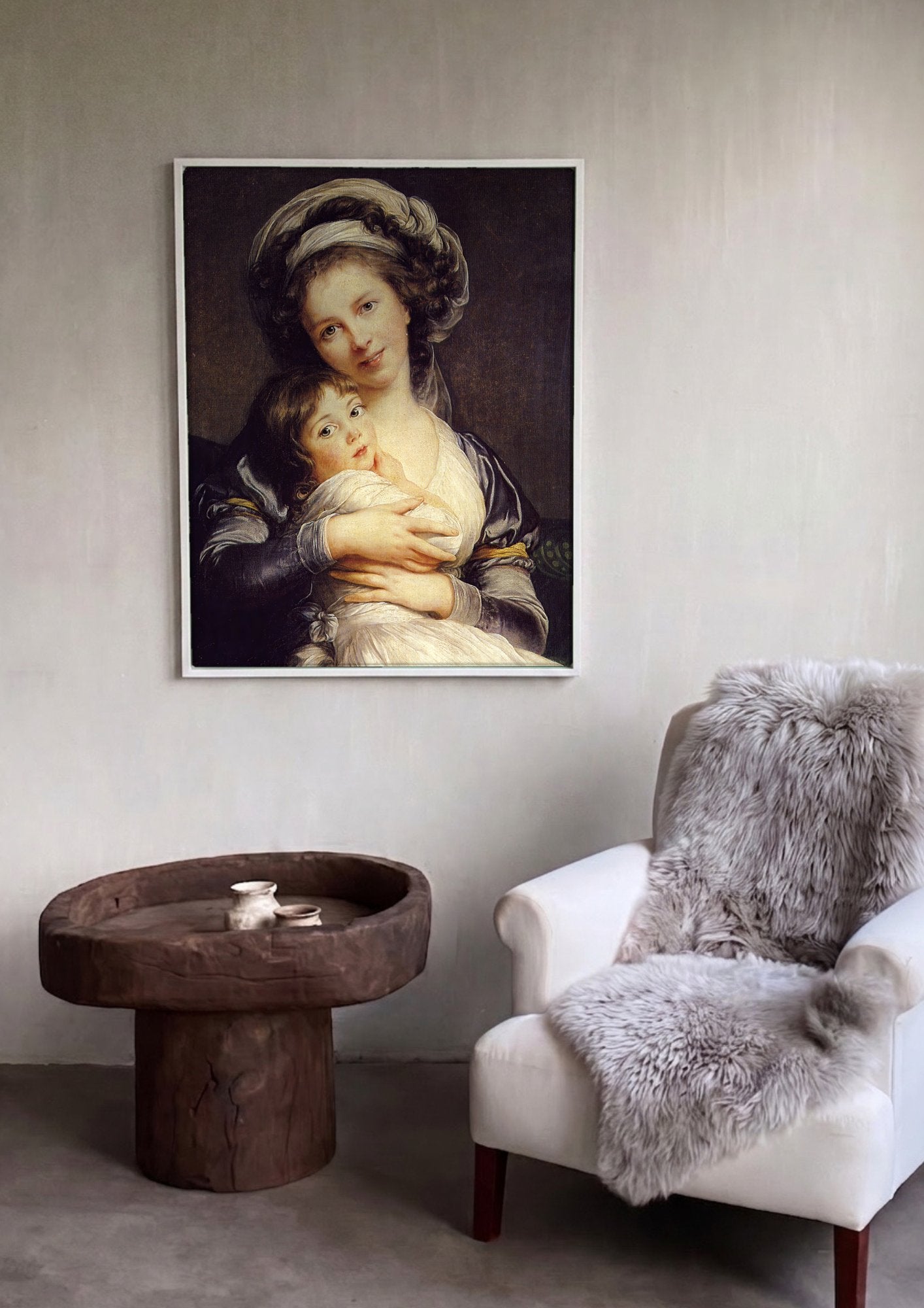 Quadro Decorativo Maternidade - Vigée Le Brun em ambiente decorado