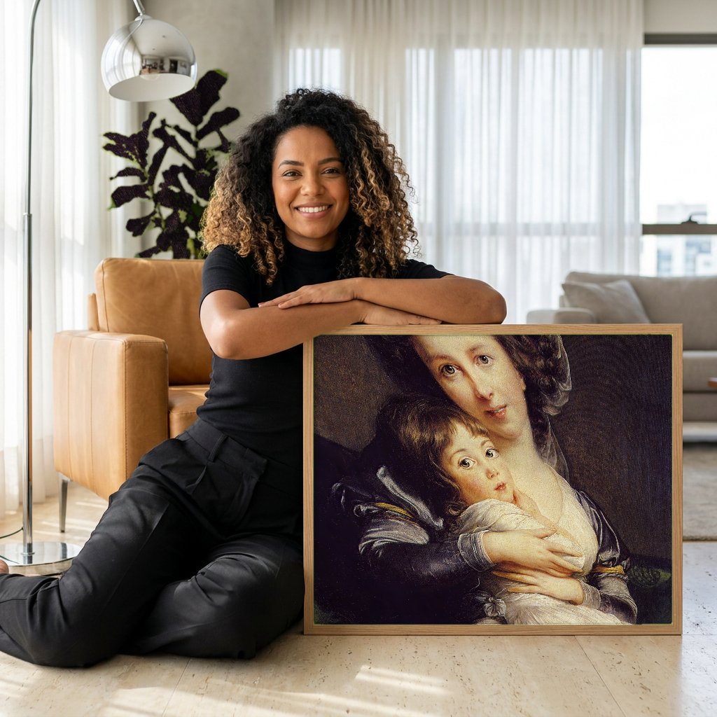 Quadro Decorativo Maternidade - Vigée Le Brun com modelo em ambiente