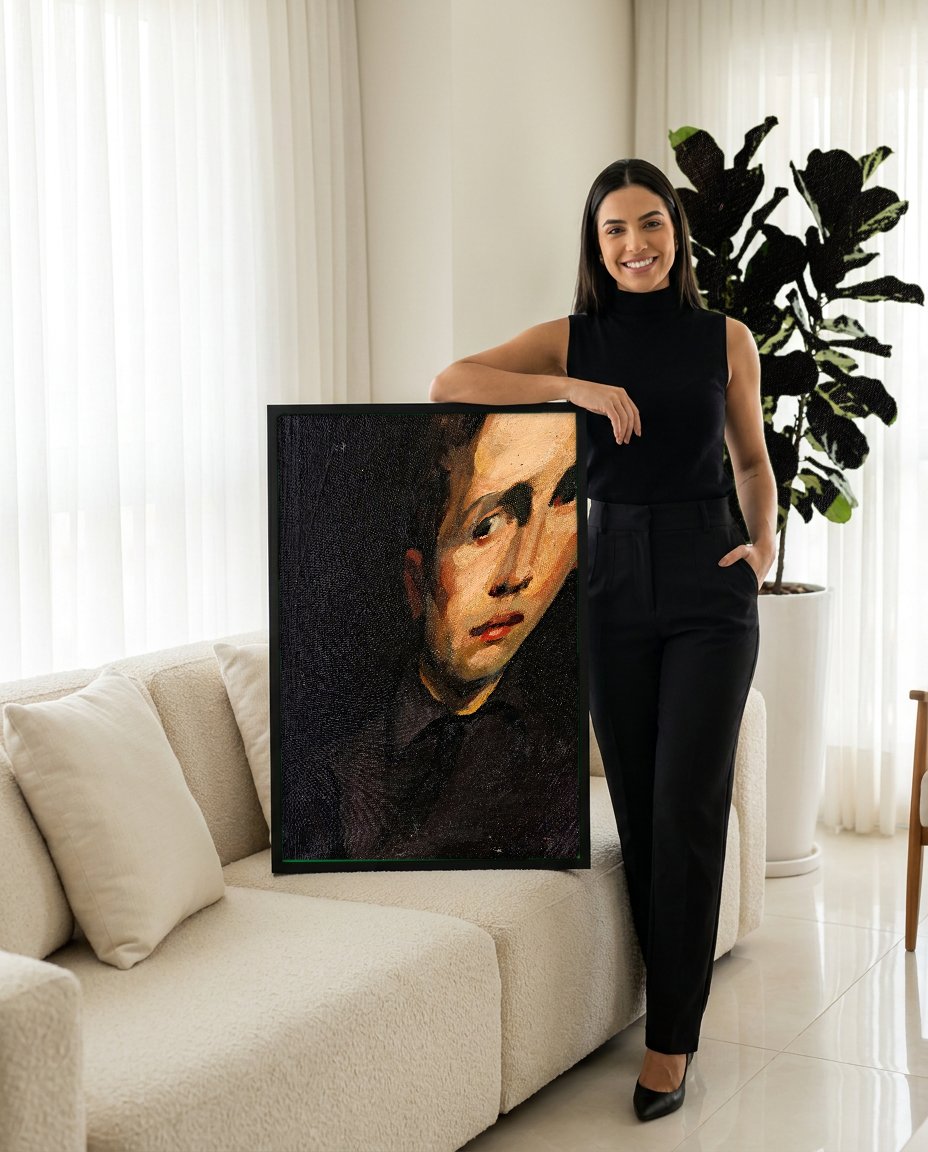 Quadro Decorativo Retrato Jovem - George Bellows com modelo em ambiente