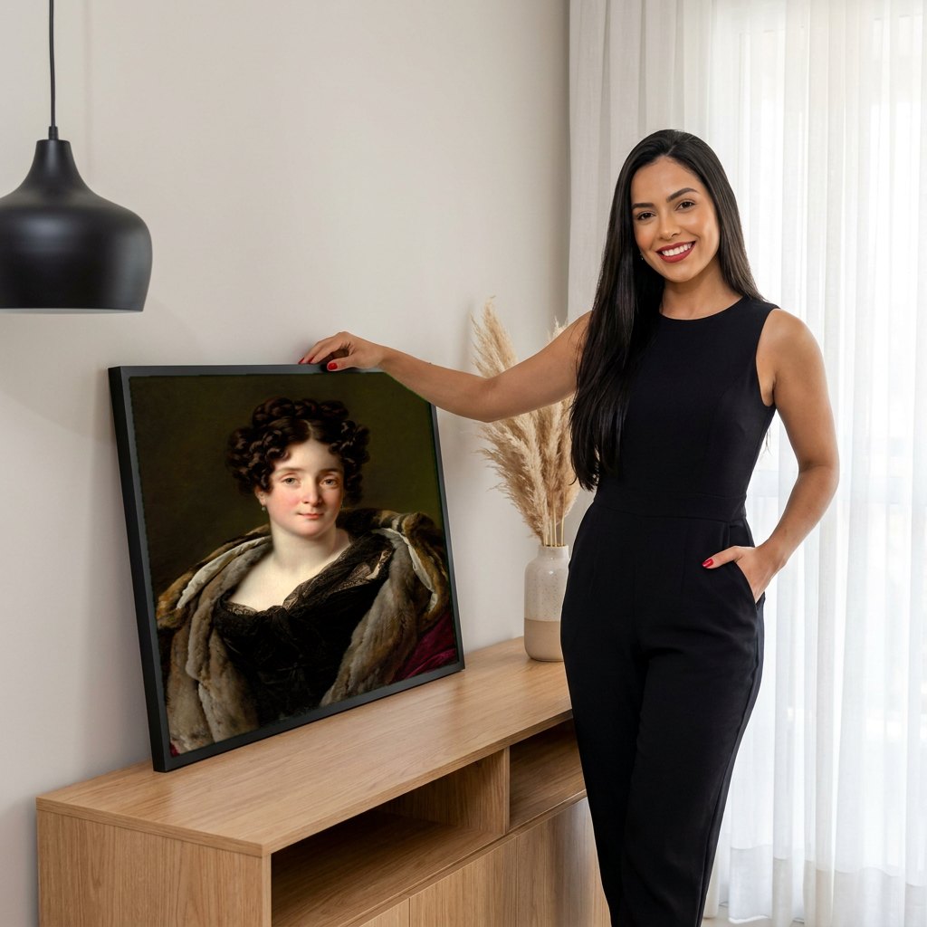 Quadro Decorativo Retrato de Mulher - Anne-Louis Girodet | modelo apresentando o quadro emoldurado