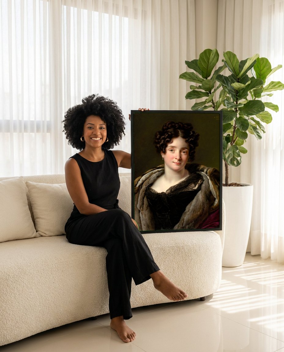Quadro Decorativo Retrato de Mulher - Anne-Louis Girodet | modelo apresentando o quadro emoldurado
