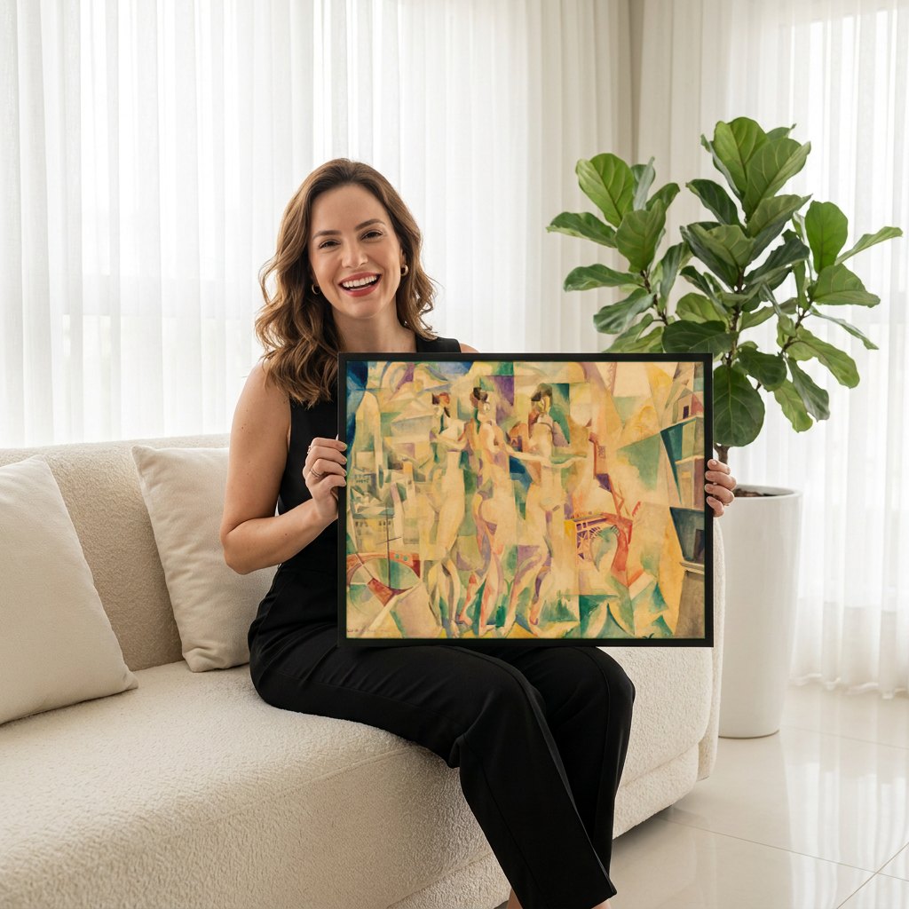 Quadro Decorativo A Cidade de Paris - Robert Delaunay | modelo apresentando o quadro emoldurado