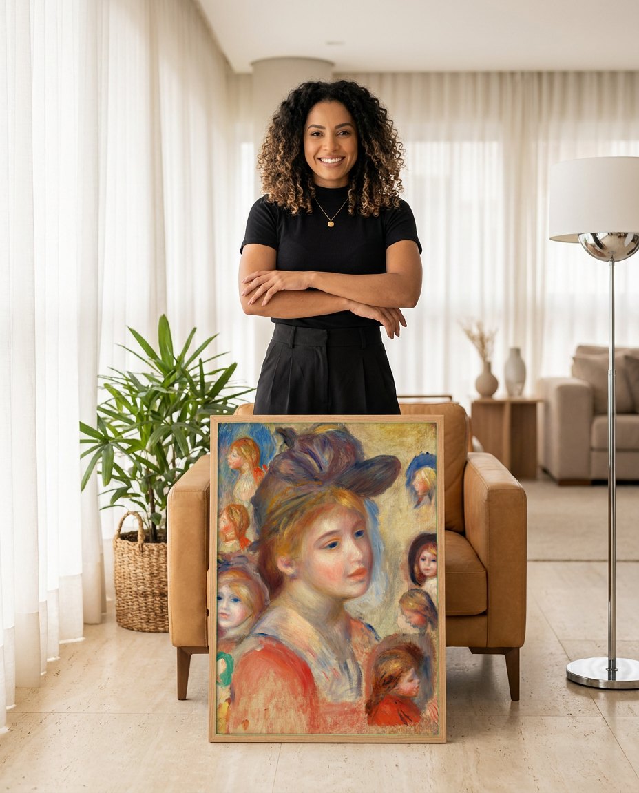 Quadro Decorativo Estudos de Mulheres - Renoir | modelo apresentando o quadro emoldurado
