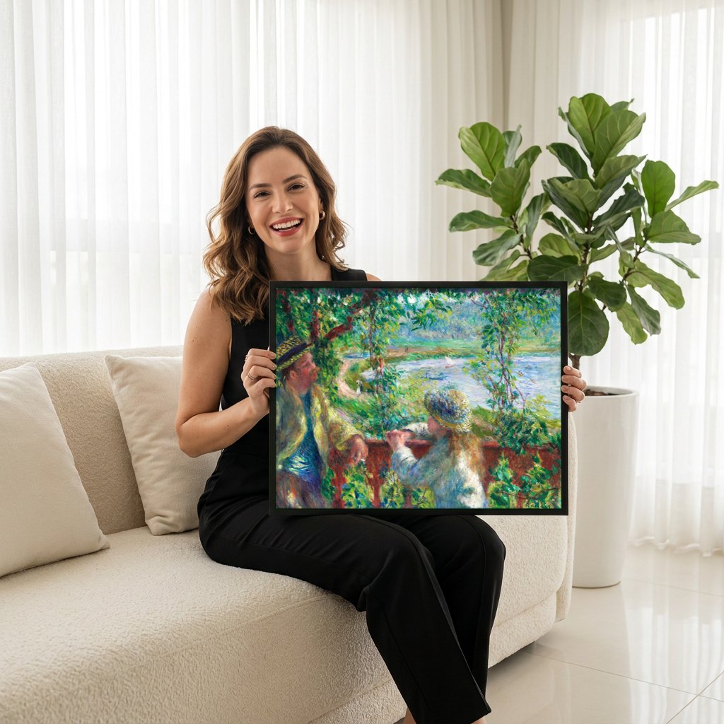 Quadro Decorativo A Varanda (La Terrasse) - Renoir | modelo apresentando o quadro emoldurado