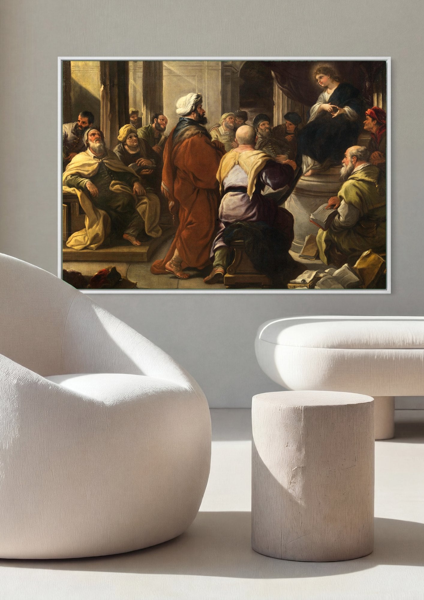 Quadro Decorativo Jesus entre os Doutores - Luca Giordano | quadro emoldurado na parede