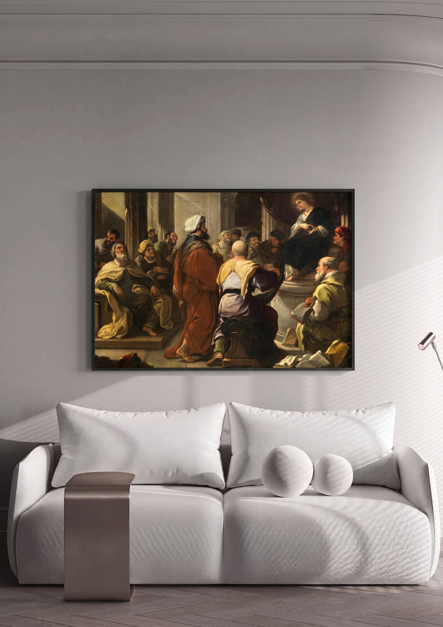Quadro Decorativo Jesus entre os Doutores - Luca Giordano | quadro emoldurado na parede
