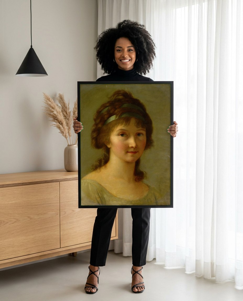 Quadro Decorativo Retrato de Mulher - Vigée Le Brun | modelo apresentando o quadro emoldurado