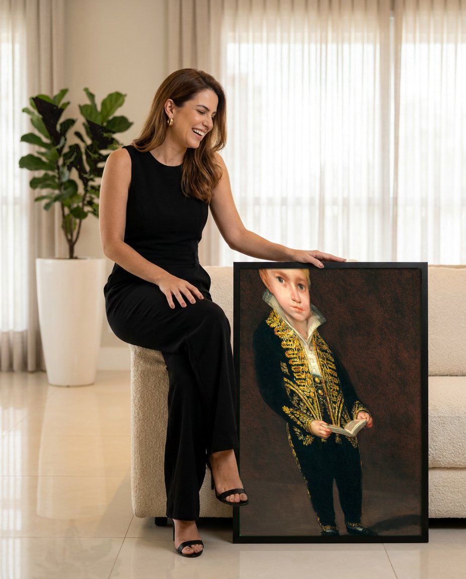 Quadro Decorativo O Menino em Traje de Corte - Goya com modelo em ambiente