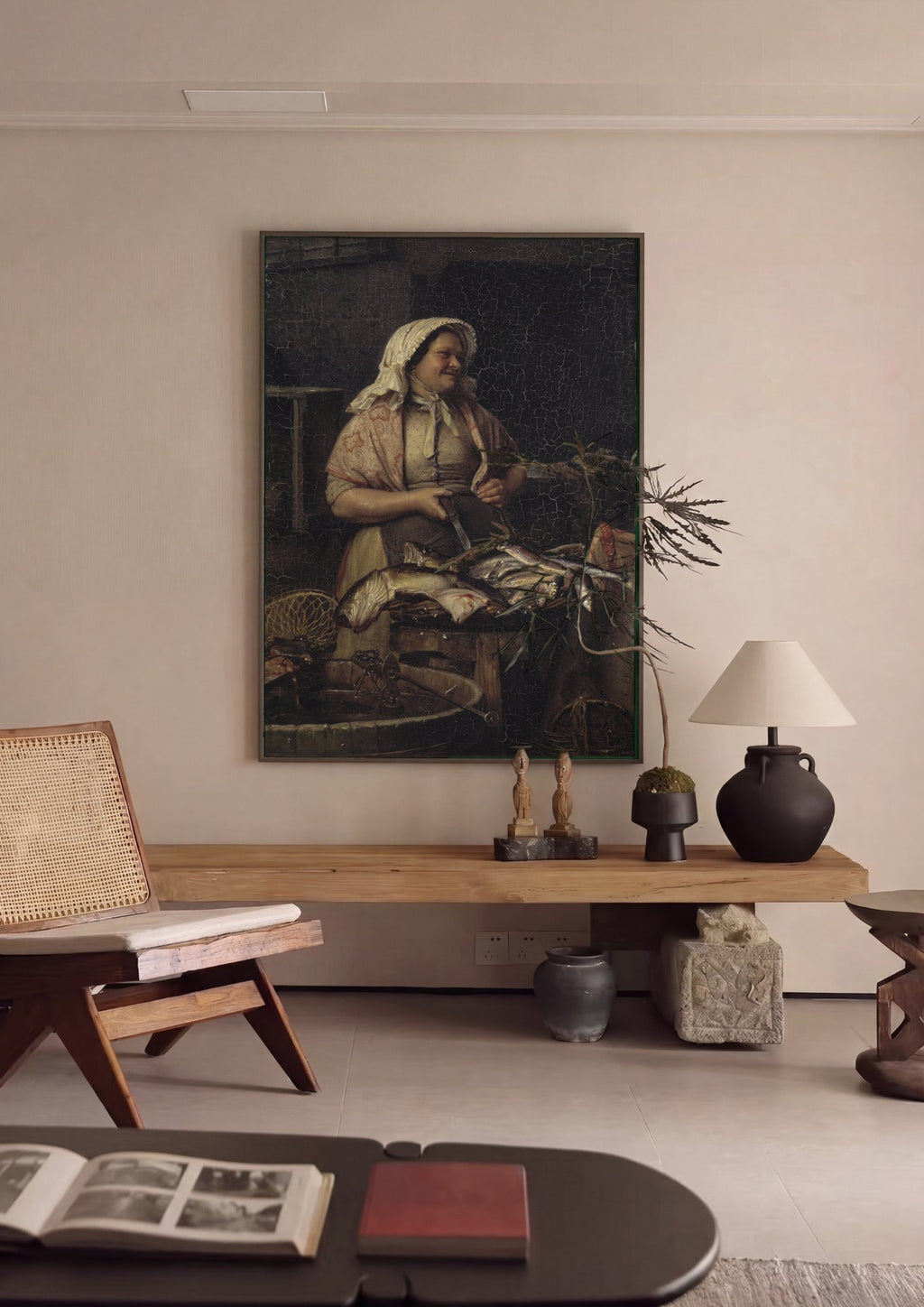 Quadro Decorativo A Vendedora de Peixe - Carl Bloch em ambiente decorado